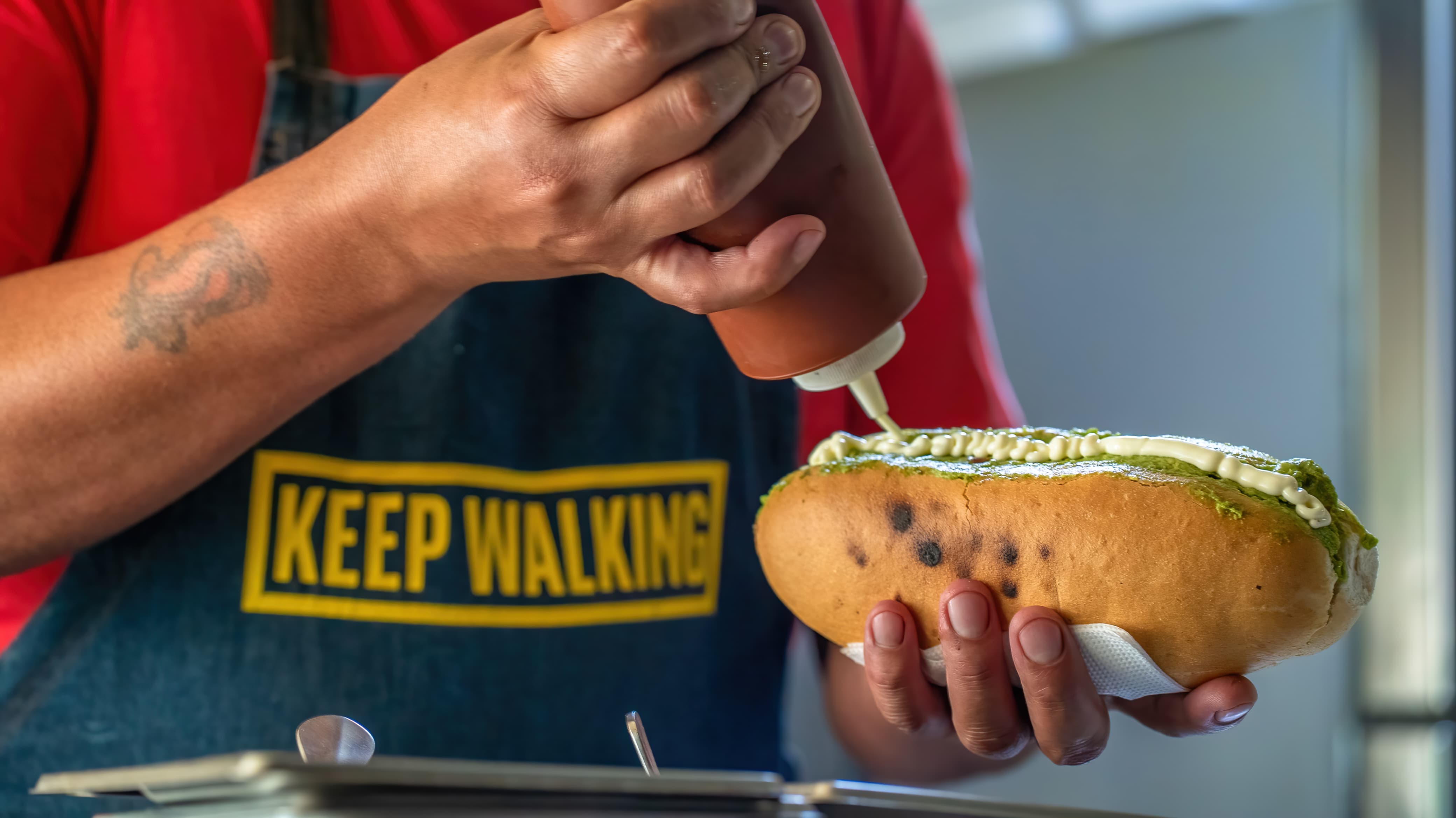 Preparación de un sándwich chacarero